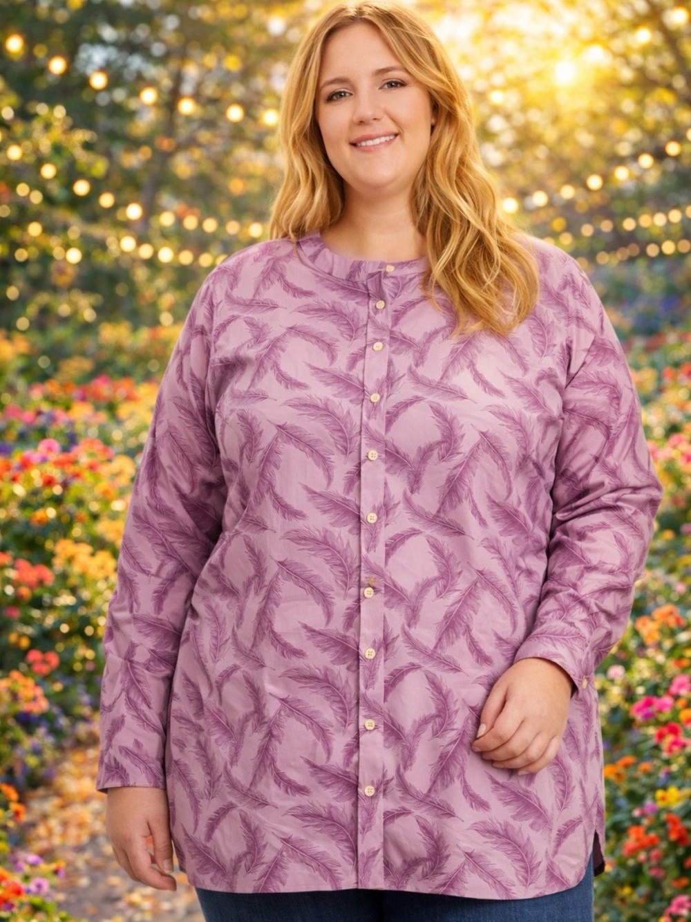 Duluth button shirt 1X Feather Pattern Pockets Wrinkle Free NWT